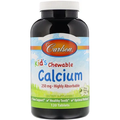 Кальцій жувальний Carlson Labs Kid`s Chewable Calcium 250 mg таблетки №120