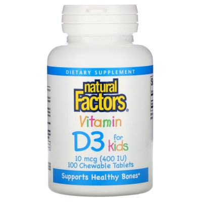 Витамин D3 для детей Natural Factors Vitamin D3 for Kids таблетки №100