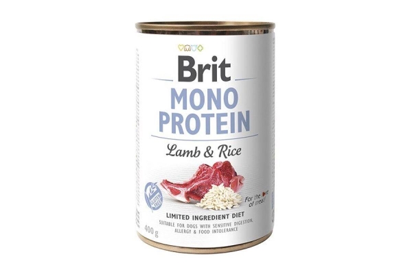 Корм влажный для собак Brit Mono Protein с ягненком и темным рисом, 400 г