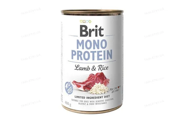 Корм вологий для собак Brit Mono Protein з ягнятком та темним рисом, 400 г