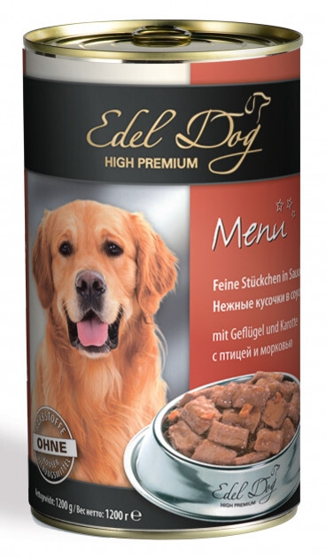 Корм влажный для собак Edel Dog с птицей и морковью, 400 г