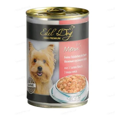 Корм вологий для собак Edel Dog три види м'яса, 400 г