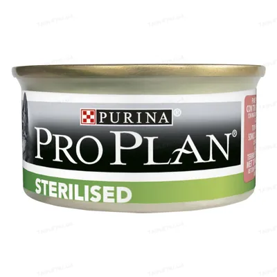 Корм вологий для стерилізованих кішок Purina Pro Plan Sterilised Salmon & Tuna шматочки в паштеті з лососем та тунцем, 85 г