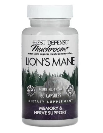 Гриб Ежовик гребенчатый (Львиная Грива) Host Defense Lion's Mane, Fungi Perfecti, 60 капсул