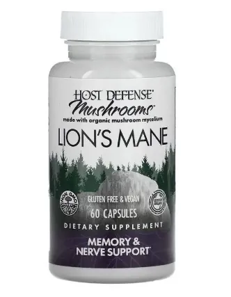 Гриб їжовик гребінчастий (Левова Грива) Host Defense Lion's Mane, Fungi Perfecti, 60 капсул