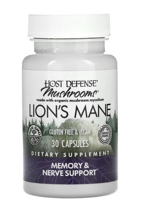 Гриб Ежовик гребенчатый (Львиная Грива) Host Defense Lion's Mane, Fungi Perfecti, 30 капсул