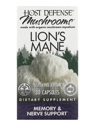 Гриб Ежовик гребенчатый (Львиная Грива) Host Defense Lion's Mane, Fungi Perfecti, 30 капсул