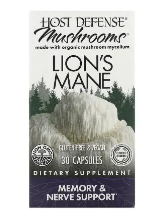 Гриб їжовик гребінчастий (Левова Грива) Host Defense Lion's Mane, Fungi Perfecti, 30 капсул