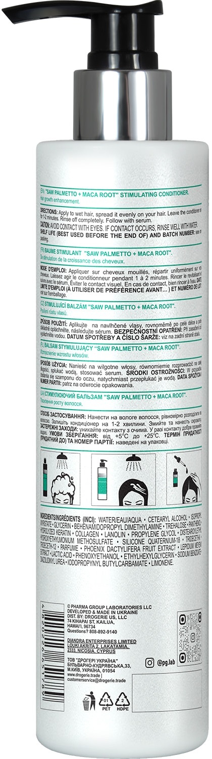 Бальзам для волосся Pharma Group Laboratories Saw Palmetto+Maca Root стимулюючий, 250 мл