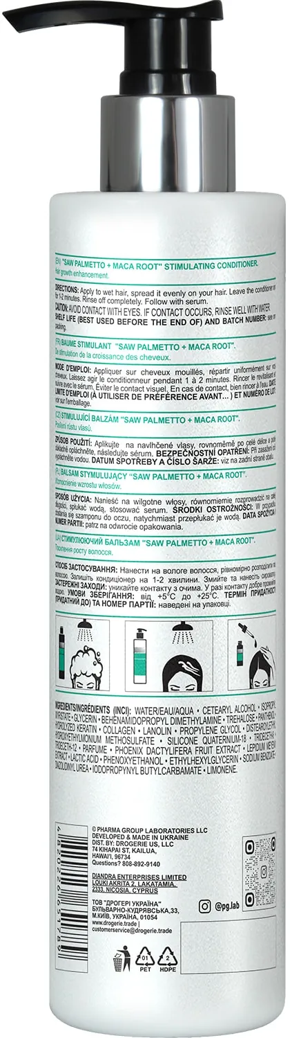 Бальзам для волосся Pharma Group Laboratories Saw Palmetto+Maca Root стимулюючий, 250 мл