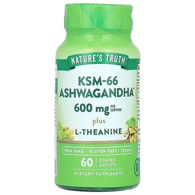 Ашваганда плюс L-Теанін Nature's Truth KSM-66 Ashwaganda Plus L-Theanine 600 мг, 60 каплет