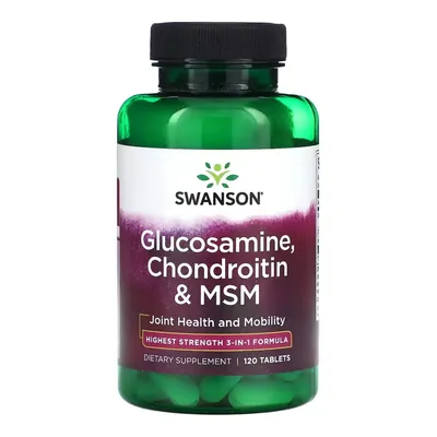 Глюкозамін, хондроїтин, МСМ Swanson Glucosamine, Chondroitin & MSM Higher Strength, 120 таблеток