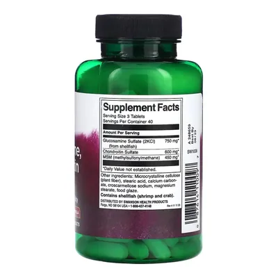 Глюкозамін, хондроїтин, МСМ Swanson Glucosamine, Chondroitin & MSM Higher Strength, 120 таблеток