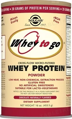 Протеїн сироватковий змішаний Solgar Whey to go Whey Protein зі смаком шоколаду, 453,5 г