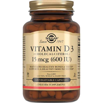 Вітамін Д3 Solgar Vitamin D3 (Cholecalciferol) 15 мкг (600 МО) вег. капсули №120