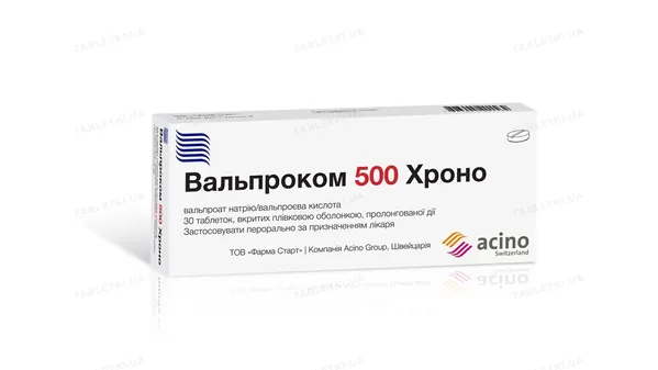 Вальпроком 500 хроно таблетки, в/плів. обол., прол./д. №30 (10х3)