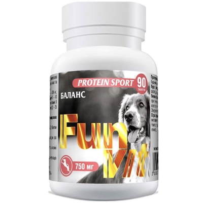 Витамины для собак FunVit PROTEIN SPORT Баланс со вкусом говядины, 90 штук