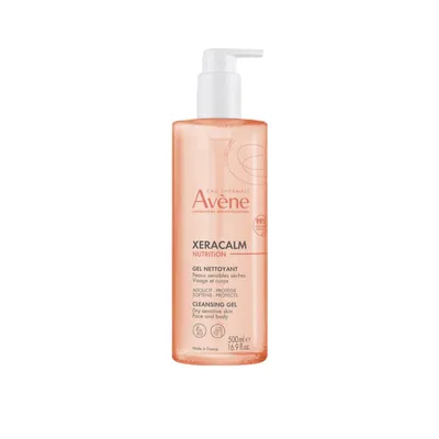Гель для обличчя і тіла Avene XeraCalm Nutrition очищувальний для чутливої та сухої шкіри, 500 мл