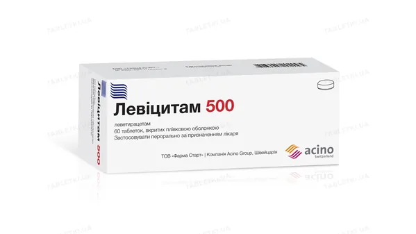Левіцитам 500 таблетки, в/плів. обол. по 500 мг №60 (10х6)