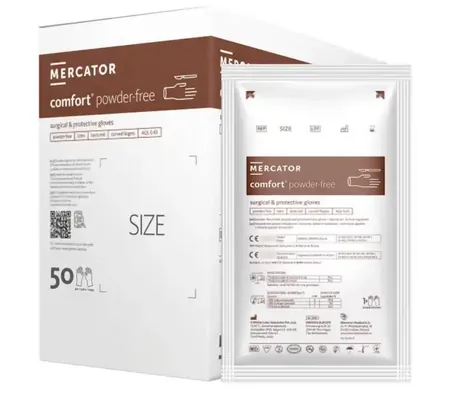 Рукавички хірургічні Mercator Comfort Powder Free латексні без пудри розмір 7,5 стерильні, світло-жовті, 1 пара