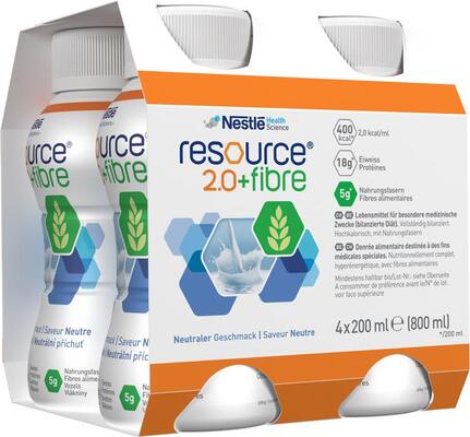 Ентеральне харчування Nestle Resource 2.0 + Fibre із нейтральним смаком, 4 шт по 200 мл