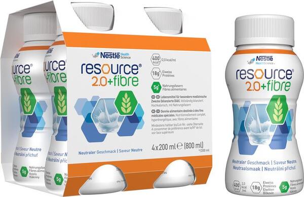 Ентеральне харчування Nestle Resource 2.0 + Fibre із нейтральним смаком, 4 шт по 200 мл