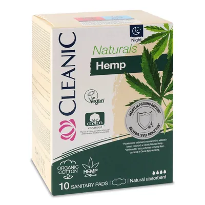 Прокладки гігієнічні Cleanic Naturals Hemp нічні, 10 шт