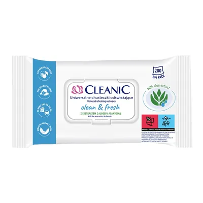 Серветки вологі Cleanic Clean & Fresh універсальні, 200 шт