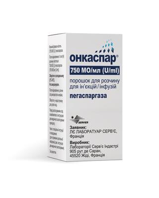Онкаспар порошок для р-ра д/ин. и инф. 750 МЕ/мл (3750 МЕ) №1 во флак.