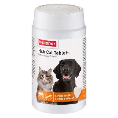 Таблетки с кальцием и фосфором Beaphar Irish Cal Tablets для кошек и собак, 150 таблеток