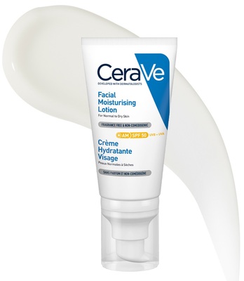 Крем для обличчя CeraVe SPF50 легкий зволожуючий для нормальної та сухої шкіри, 52 мл