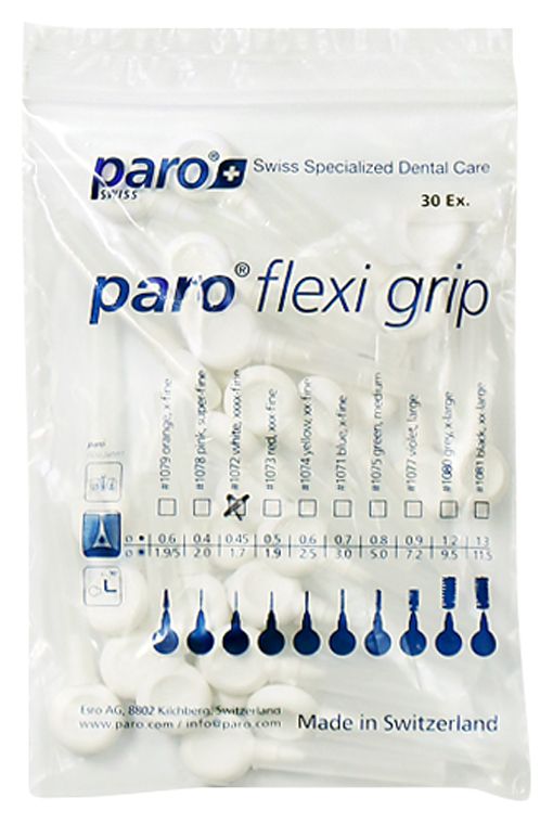 Межзубные щетки Paro Swiss flexi grip, xxxx-тонкие, белые, 1.7 мм, 4 шт