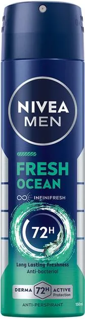 Дезодорант-антиперспірант спрей Nivea Men Fresh Ocean Cвіжість океану 72h (80033), 150 мл