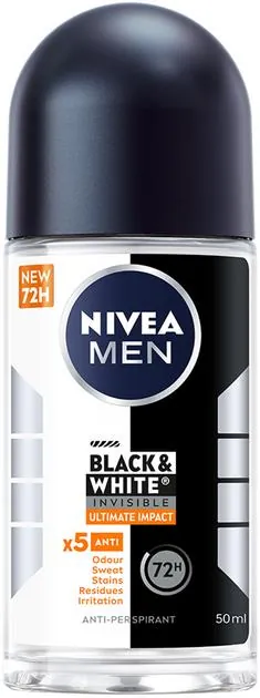 Дезодорант-антиперспірант кульковий Nivea Men Black & White Invisible Ultimate Impact Чорне та Біле невидимий 72h (85392), 50 мл