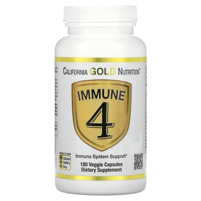 Витамины California Gold Nutrition Immune 4 Immune System Support для укрепления иммунитета, 180 растительных капсул
