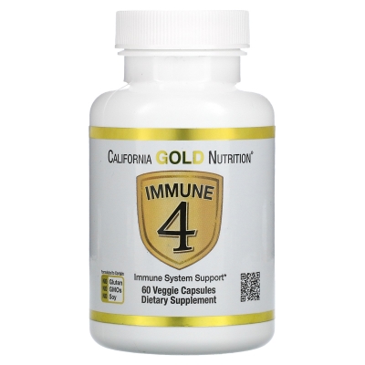 Витамины California Gold Nutrition Immune 4 Immune System Support для укрепления иммунитета, 60 растительных капсул