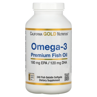 Жирные кислоты California Gold Nutrition Омега-3 рыбий жир, 240 рыбно-желатиновых капсул