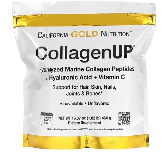 Коллаген California Gold Nutrition CollagenUP 5000 mg с гиалуроновой кислотой и витамином C без вкуса, 464 г