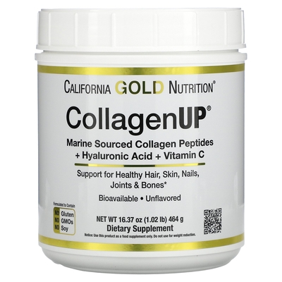 Колаген California Gold Nutrition CollagenUP 5000 mg з гіалуроновою кислотою та вітаміном C без смаку, 464 г