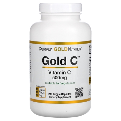 Витамин C California Gold Nutrition Gold C для поддержки иммунитета 500 мг, 240 капсул