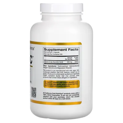 Вітамін С California Gold Nutrition Gold C Vitamin C 500 мг вег. капсули №240
