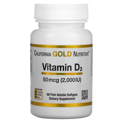 Вітамін D3 California Gold Nutrition Vitamin D3 2000 МО, 90 капсул