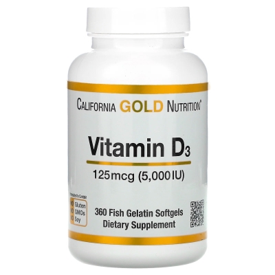 Витамин D3 California Gold Nutrition Vitamin D3 125 mcg (5,000 IU), 360 капсул