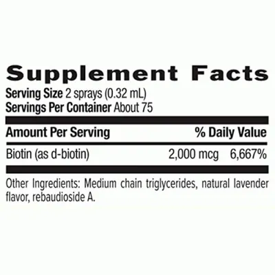 Біотин Country Life Biotin 2000 мкг, спрей зі смаком солодкої лаванди, 24 мл
