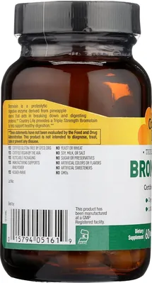 Бромелайн Country Life Bromelain потрійна сила 500 мг, 60 таблеток
