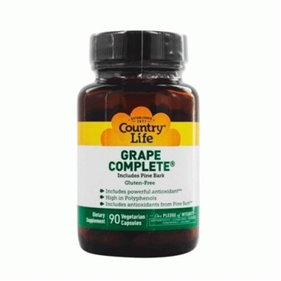 Натуральная добавка Country Life Grape Complete (виноград с сосновой корой), 90 капсул
