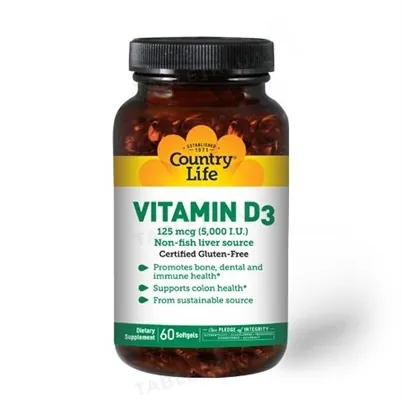 Вітамін Д3 Country Life Vitamin D3, 5000 МО, 60 капсул