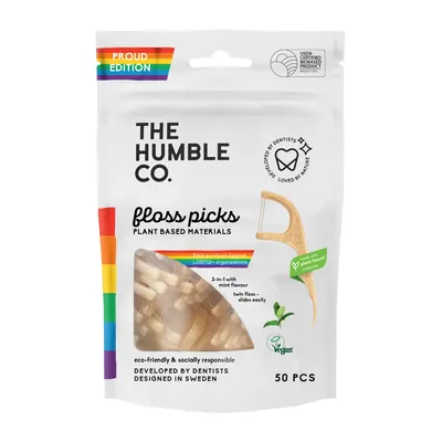 Зубні нитки The Humble Co. з ручкою з кукурудзяного крохмалю, 50 шт