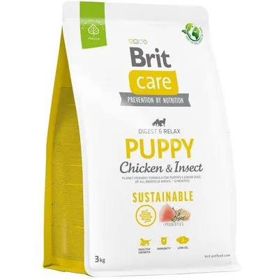 Корм сухий для цуценят Brit Care Dog Sustainable Puppy з куркою та комахами, 3 кг