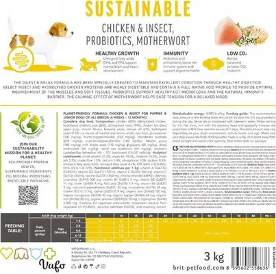 Корм сухий для цуценят Brit Care Dog Sustainable Puppy з куркою та комахами, 3 кг